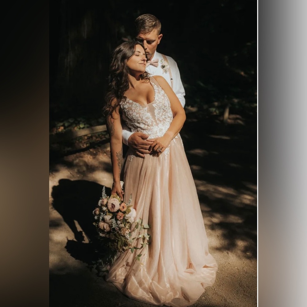 Lulus Beloved One Mauve Sequin Embroidered Tulle Backless Maxi Dress size 2